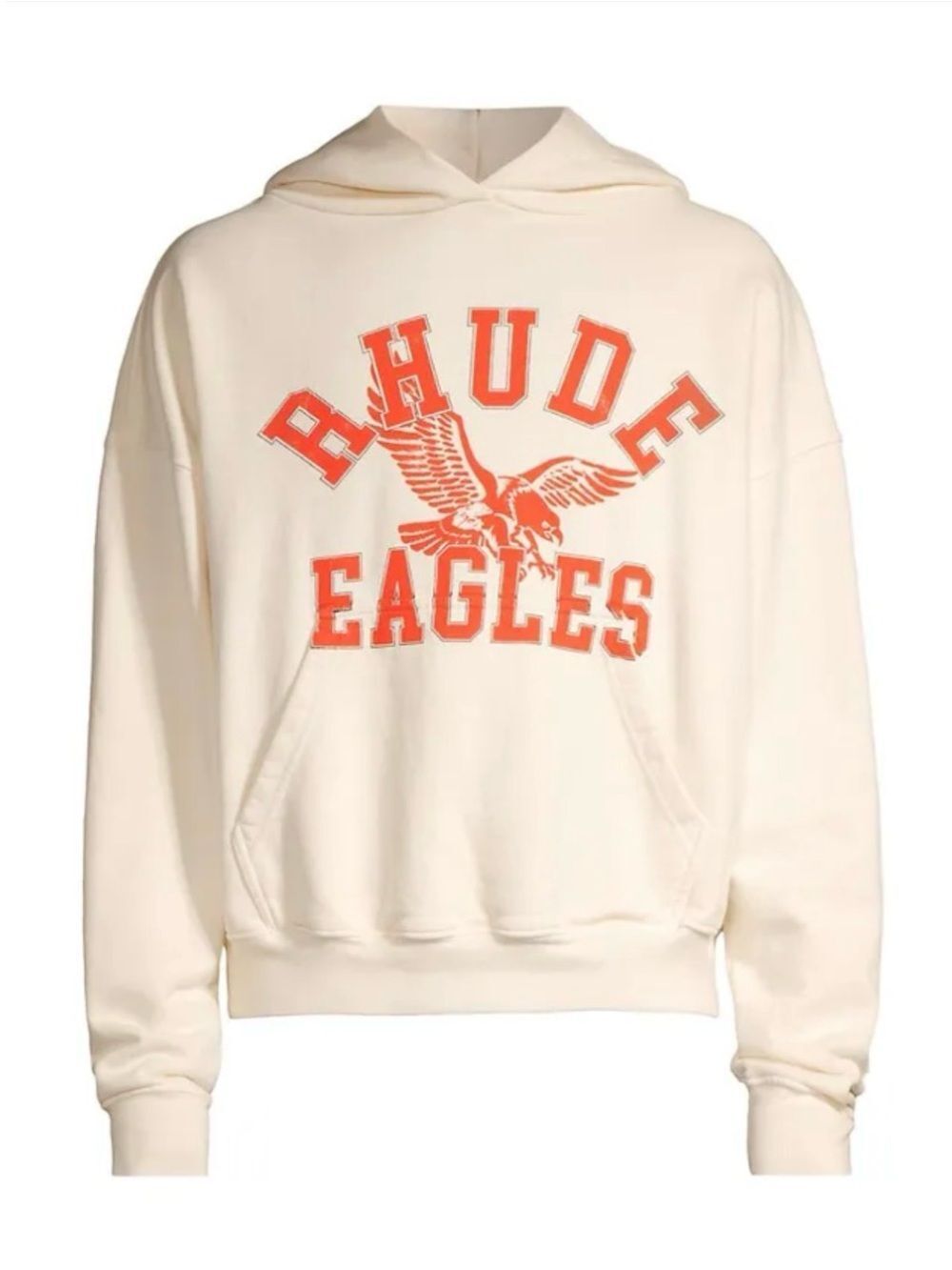 Rhude Eagles Logo Cotton Hoodie Cream/Orange size M